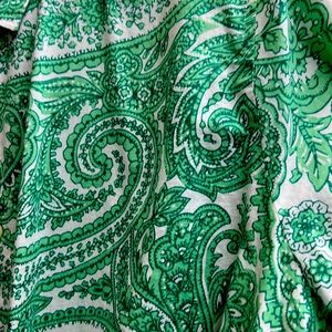 J Crew button down paisley green and white cotton blouse